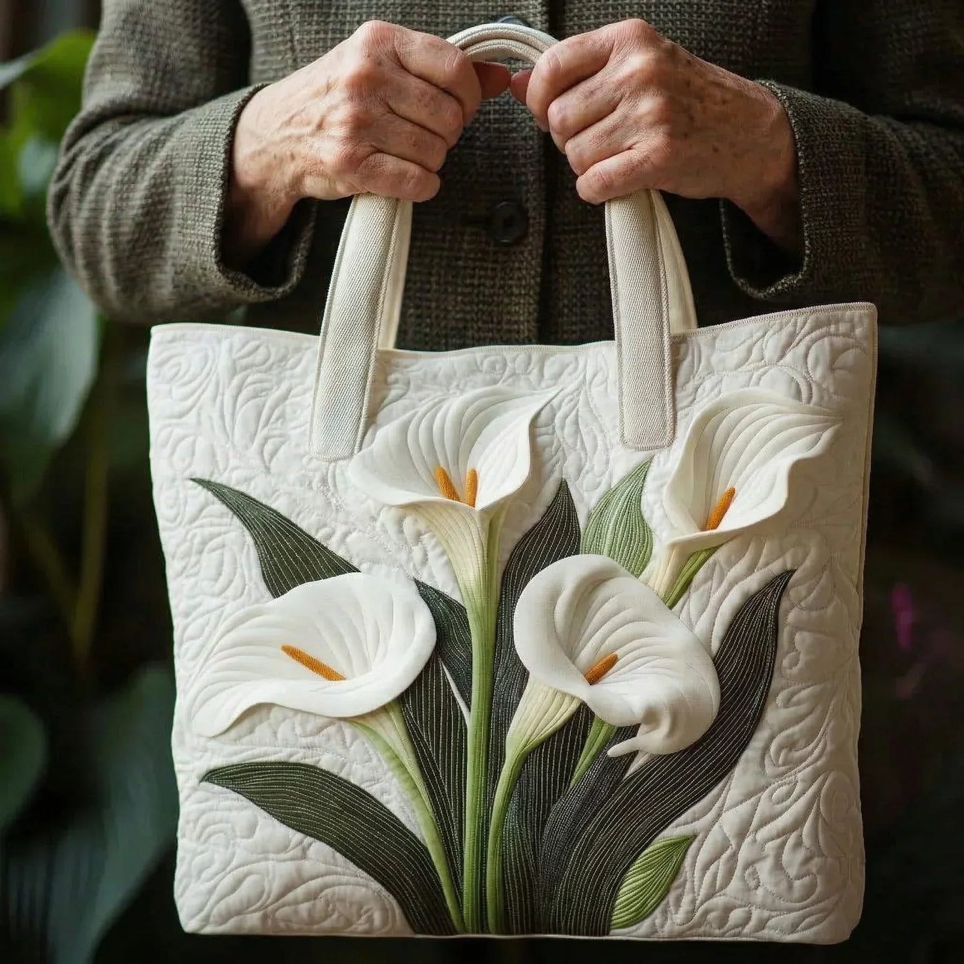 Handcrafted Bag | White Lilies