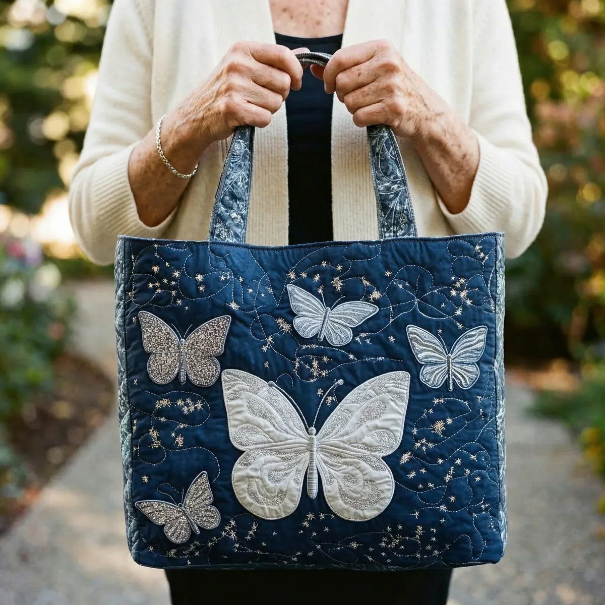 Handcrafted Bag | Silver Butterfly