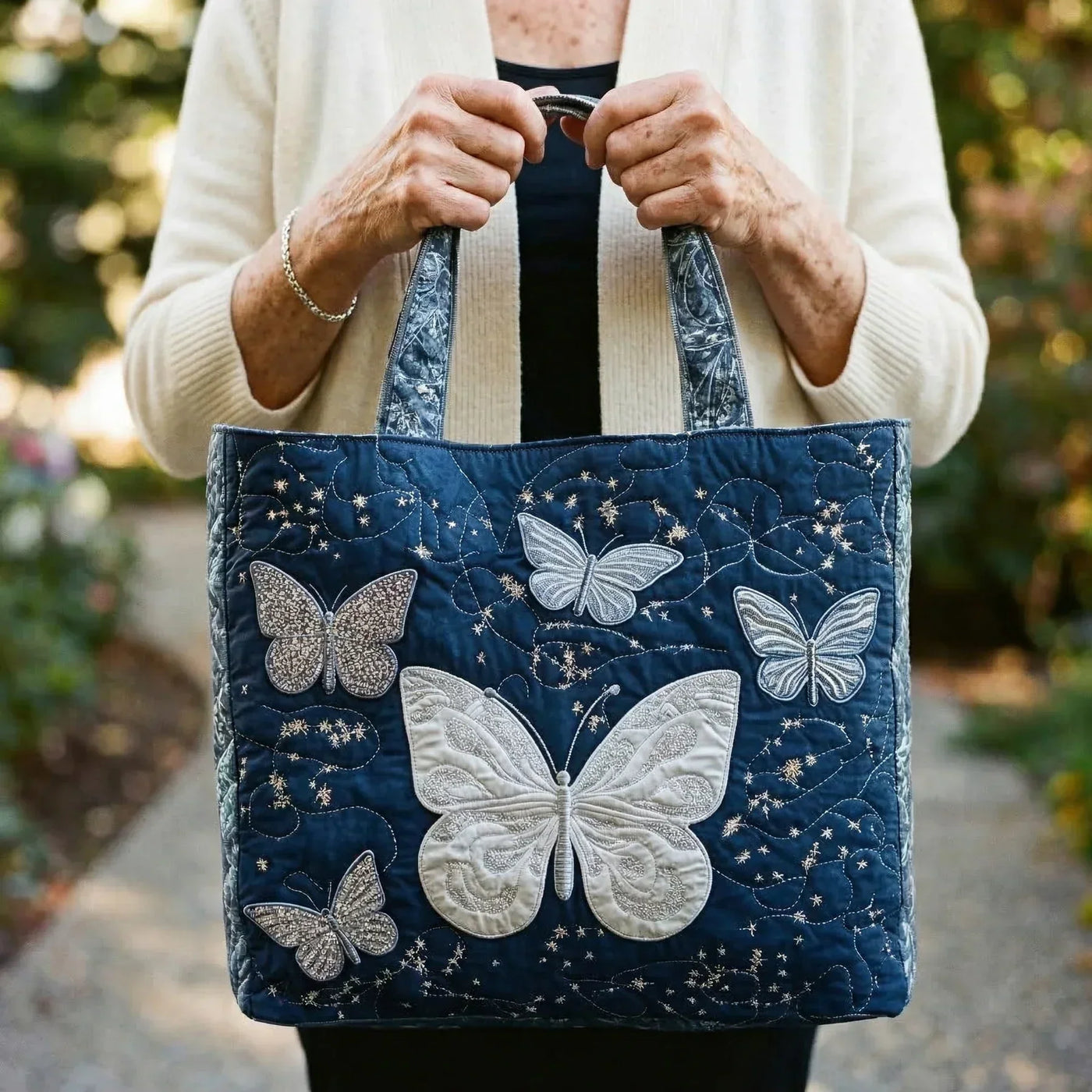 Handcrafted Bag | Silver Butterfly